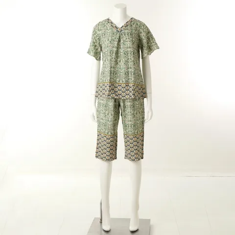 [현대백화점] [와코루] {WPA874WSWPA874WP-GR} 레이온100% 리프 보더나염 홈웨어상하의 세트 +사은품(★10만원이상 구매하신 모든 고객님께 사은품(양말or 비누) 증정 (랜덤발송/선택불가)★    )