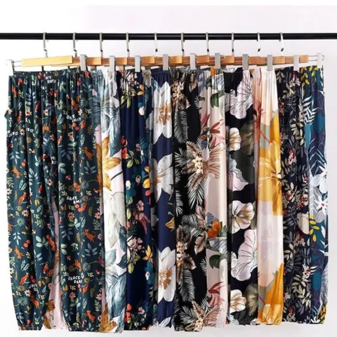 여성 츄리링바지 여름바지 얇은 플라워패턴 하렘 바지_4