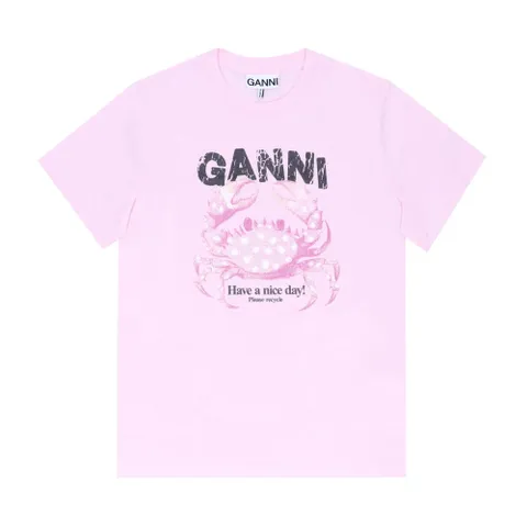 GANNI A1050197 868 크랩 로고 여성 반팔티 +할인쿠폰