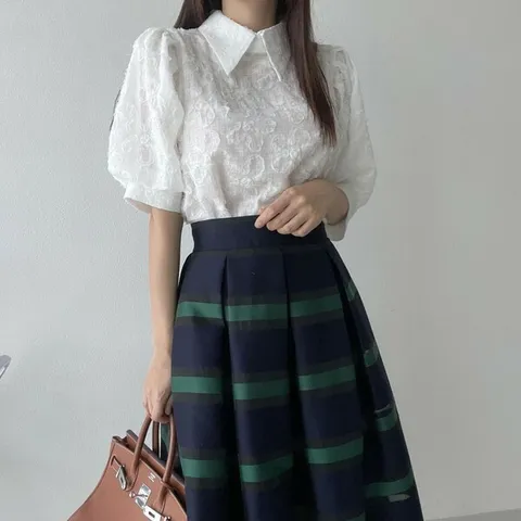 [하프클럽/다잇템]여자 들러리룩 꽃무늬 덤블 블라우스