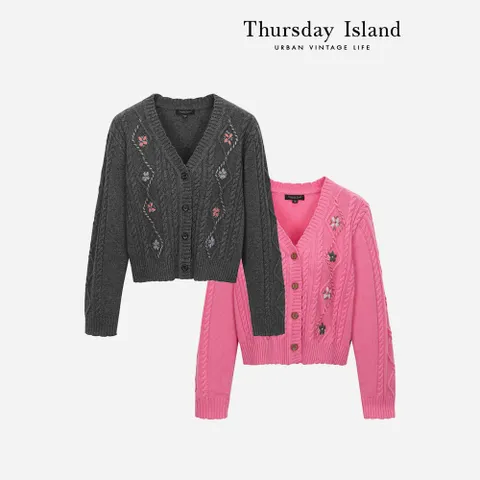 [Thursday Island] 플라워자수 가디건(T246MCD131W) +할인쿠폰