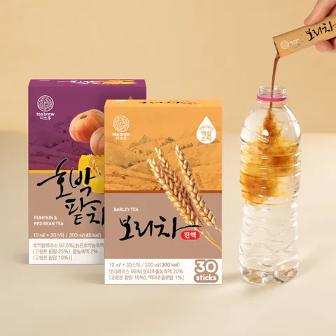 [맥널티] 티브루 보리차 호박팥차 진액 180포 ( 총6박스 1박스30포 보리차150포+ 호박팥차30포)(보리차진액 120포 + 옥수수 수염차진액60포)