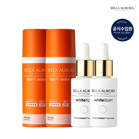 벨라오로라 바이오텐 썬크림 50ml 2병 + 화이트닝세럼 30ml 2병