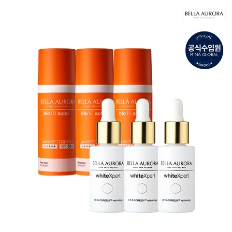 벨라오로라 바이오텐 썬크림 50ml 3병 + 화이트닝세럼 30ml 3병