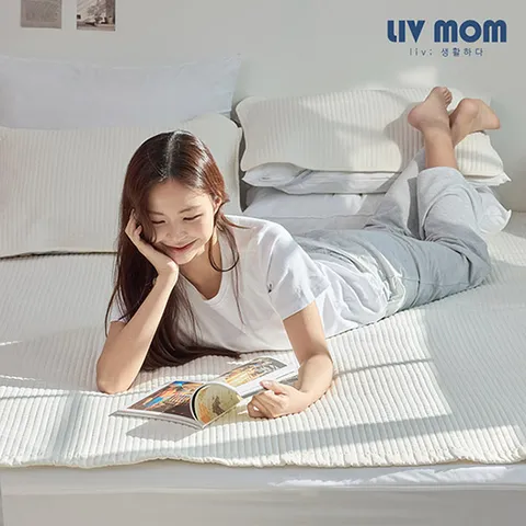 리브맘 사계절 순면 피그먼트 매트리스 침대패드 고정밴드 킹 +할인쿠폰