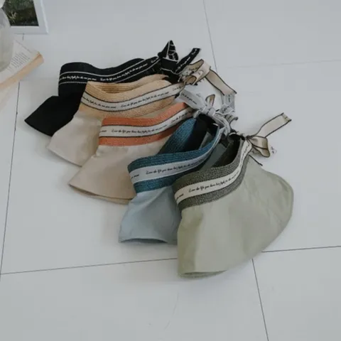 여성 휴양지용 왕골 밴딩 레터링 리본 롱챙 선캡 +할인쿠폰