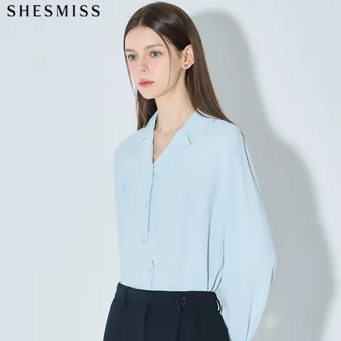 [쉬즈미스] 시크한 핀턱 커프스 오픈카라 셔츠 +할인쿠폰