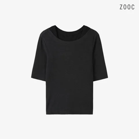 [ZOOC] 골지 배색 레이어드 티셔츠+슬리브리스 CG_V263MSM901
