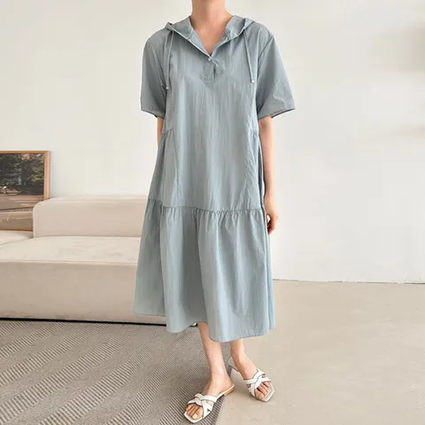 H스타일(OP)H133후드원피스 여름 여성 원피스 반팔 OPS 데이트룩 하객룩 바캉스 데일리