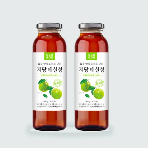 옳곡 알룰로스로 만든 저당 저칼로리 매실청 600g 2개입