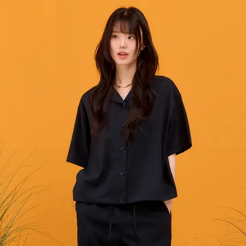 [체이스컬트] 여성 린넨 라이크 오픈 카라 반팔 셔츠-EBRG5572D04 +할인쿠폰