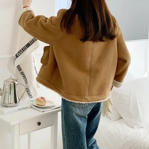 [하프클럽/다잇템]여자 카라 무스탕 FW 박시핏 하프 덤블 자켓 - 현대Hmall