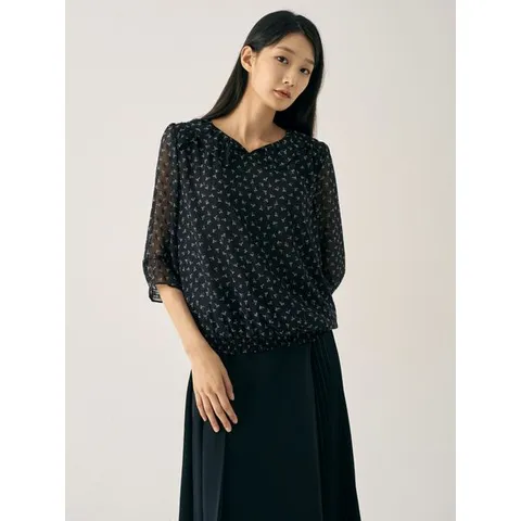 [하프클럽/지센]플라워 스모킹 블라우스 LFWSN804_NA