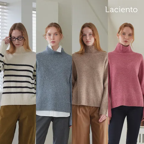 [ ★울블렌드 니트 2종 파격 2만원대!★][론칭가 79900원]라씨엔토 Winter 울 블렌드 터틀넥 2종 (스트라이프+솔리드)