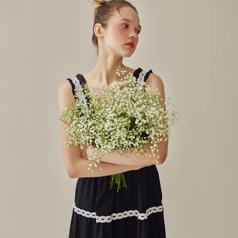 [비키니밴더] 레이스 포인트 티어드 롱원피스 +할인쿠폰