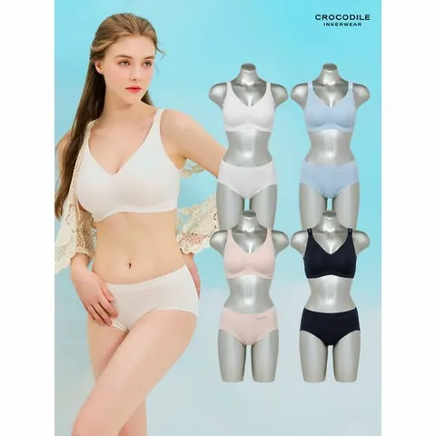 [하프클럽/크로커다일 이너웨어]인견 에어쿨 스트랩 감탄브라+팬티 8종세트