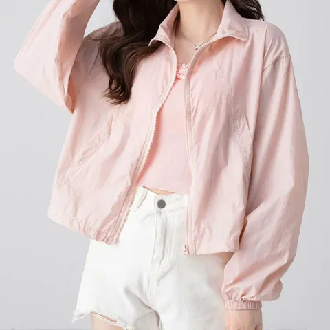 여자 간절기 데일리 루즈핏 크롭 스탠드넥 경량 바람막이 점퍼 +할인쿠폰