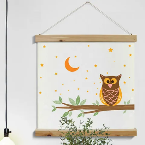 아트박스/꾸밈 ci061-우드스크롤_60CmX60Cm-부엉이일러스트