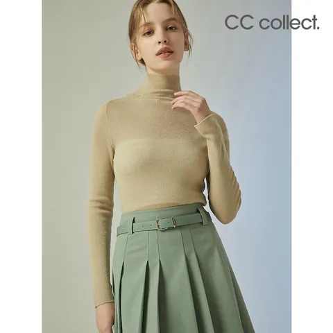 [CC콜렉트] 펄 레이어 하이넥 니트 탑 BE_C231KSK003