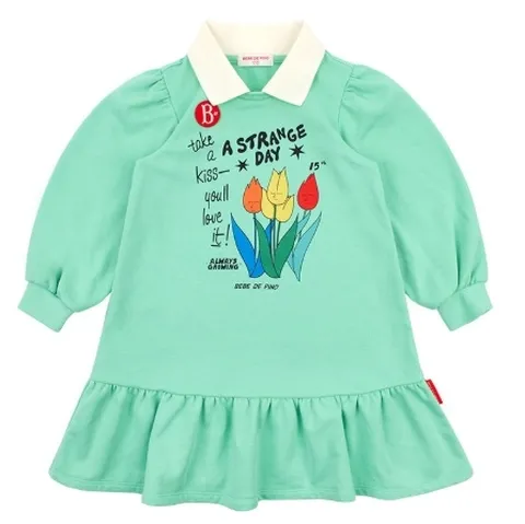 [현대백화점] 베베드피노 BP51OD472 튤립 퍼프 카라 저지 원피스 