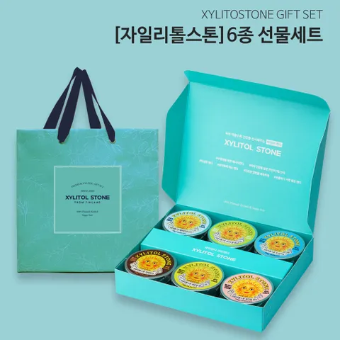 [자일리톨스톤 인기 6종 세트] 자일리톨 사탕 캔디 틴케이스 70g 혼합 6종 세트