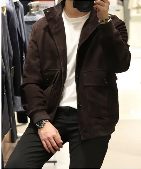 [현대백화점] 킨록 by 킨록앤더슨 - CIX03J DB ITALY 수입 Suede Goat 가죽 하이넥 JUMPER +할인쿠폰