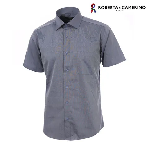 [하프클럽/로베르타 디 까메리노]모달 스판 솔리드 일반핏 그레이 반소매 셔츠 RM2-301