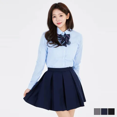 아트박스/교복몰 하이웨스트 플레인 A라인 플리츠 교복치마(3color) +할인쿠폰