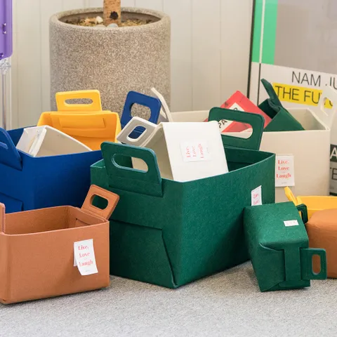 접이식 펠트 수납바구니 패브릭 리빙박스 M1+1