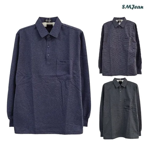 SMJ1252 긴팔 기모 티셔츠 남자 카라 티셔츠 중년 남성 겨울 티셔츠