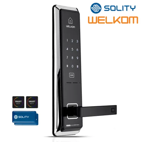 웰콤 WMT600 디지털도어락 카드키4개+번호키 0초즉시잠금 마스터번호/카드기능 현관문 도어록 현관번호키
