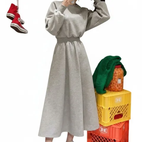 |CCO598A|여성용 봄 시즌 데일리 맨투맨 플레어 원피스 +할인쿠폰