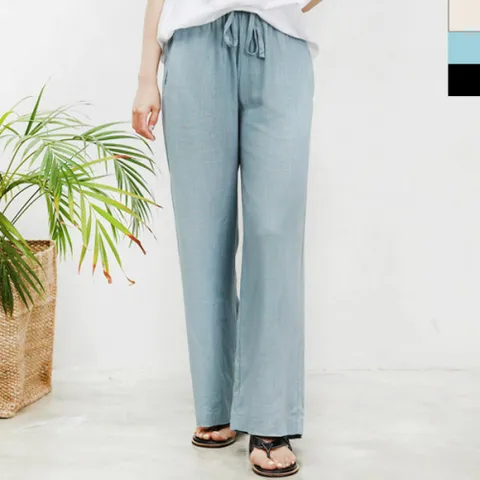 시원한 여성용 린넨바지 여름 밴딩팬츠 와이드팬츠