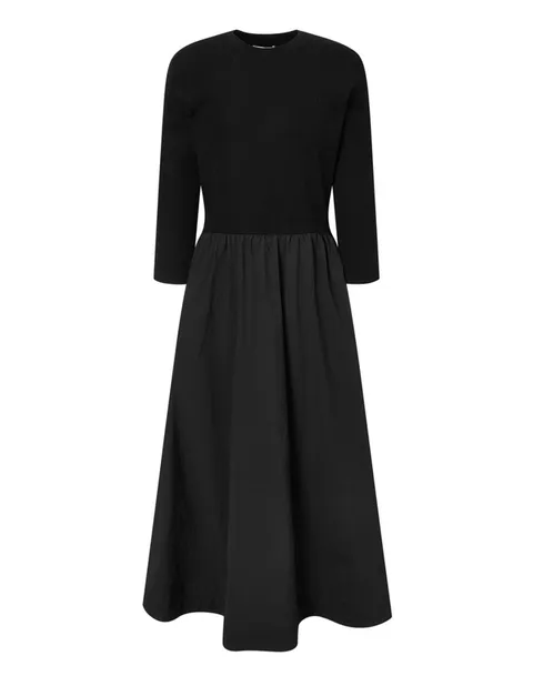 [헤지스 여성] [25FW] HSDR5D901BK 니트믹스 롱 원피스 블랙 +할인쿠폰