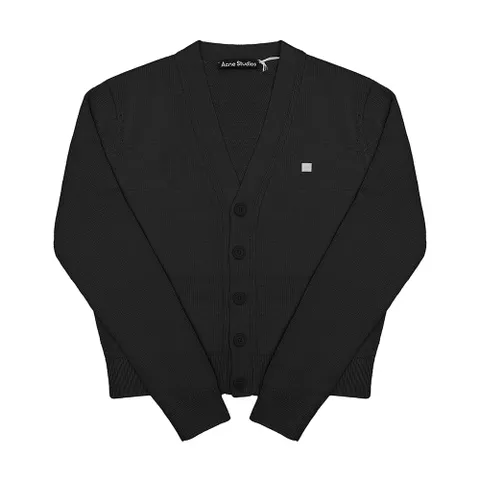 아크네스튜디오 C60104 BLACK (900) 페이스 로고 패치 브이넥 공용 가디건 +할인쿠폰