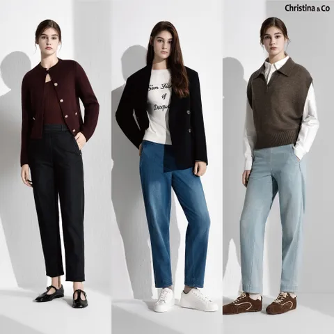 [ ★면 함유 46%이상! 간절기 데님!★][Christina n Co] 크리스티나앤코 릴렉스 밴딩 데님 팬츠 3종(C502)