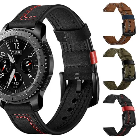 [모던한 포인트라인 스트랩]갤럭시워치 액티브2 40mm 44mm 포인트 라인 컬러 모던 레더 가죽 밴드 시계줄 스트랩