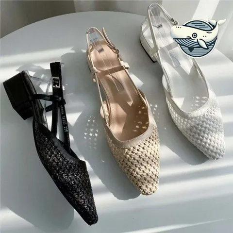 여성 여름 스트랩 샌들 뾰족코 낮은 굽 +할인쿠폰