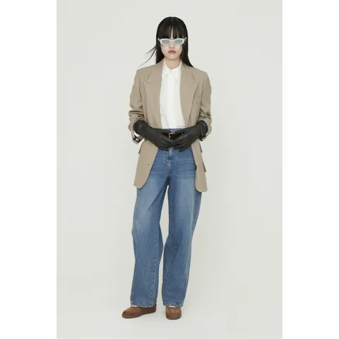 [LUCKY CHOUETTE] Peaked Collar Solid Double Jacket - LFJAS25240BEX