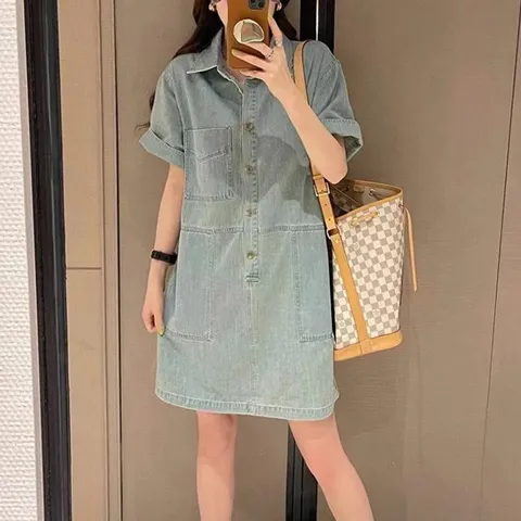 원피스 OPS 홈웨어 여름 여성 일자핏 캐주얼 빈티지 데님 +할인쿠폰