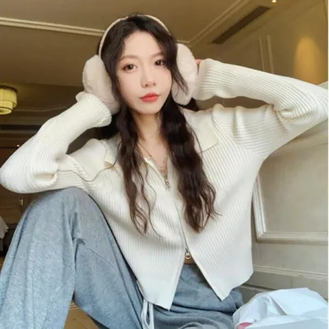 니트티셔츠 스웨터 크롭 집업 골지 가디건