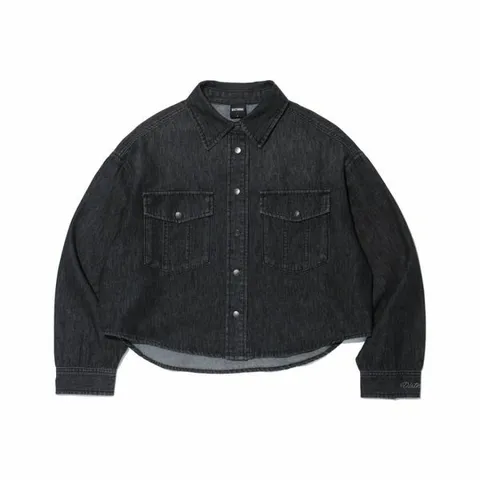 [하프클럽/리트머스]크롭 데님 셔츠 BLACK (P1YF090-076)