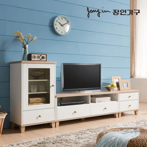 장인가구 미호 2200 거실장세트 (협탁1 장식장1)