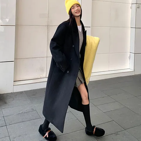 [유어하젤] 바비럽 누빔 오버핏 더블 롱코트_W3655