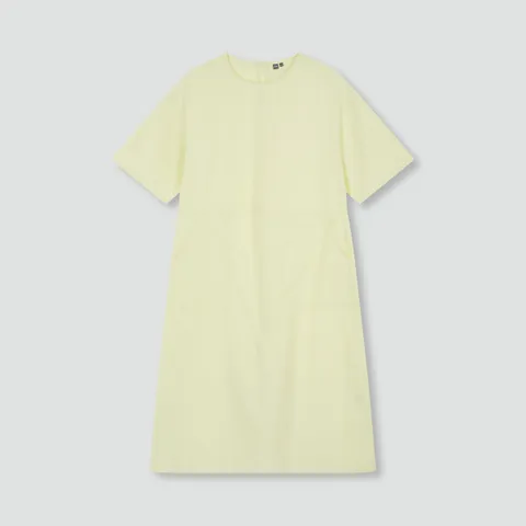 [JAJU/자주] 여 사각사각 스티치 반팔 원피스_옐로우
