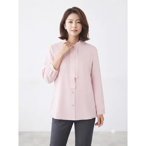 [하프클럽/크로커다일레이디]에센셜 버튼업 블라우스 라이트핑크 CLCWBL101
