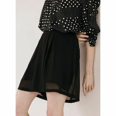 [하프클럽/막스까르띠지오]쉬폰 배색 미디움 치마바지