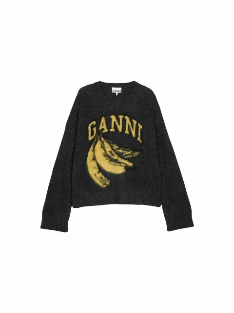 가니 여성 파인 브러시드 알파카 바나나 오버사이즈 O-neck 니트 팬텀 K2516-252 +할인쿠폰