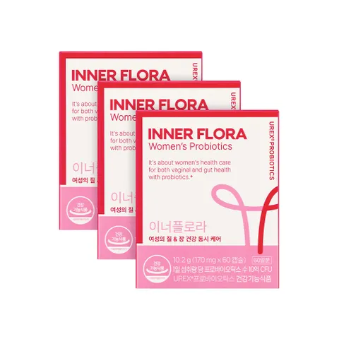 [ 국내 최초 1억 캡슐 판매, 질건강/장건강 동시케어 질유산균]유한건강생활 이너플로라 질유산균 3박스 총6개월분 (소비기한270222) +할인쿠폰