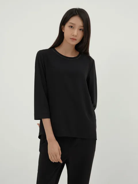 [지센] 여성 비즈 포인트 블라우스 LFTSM802_BK